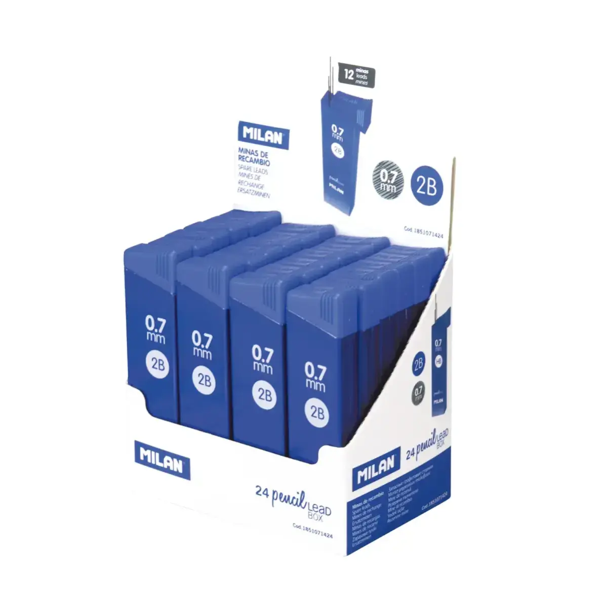 Boîte présentoir 24 petites boîtes de 12 mines graphite 0,7 mm 2B