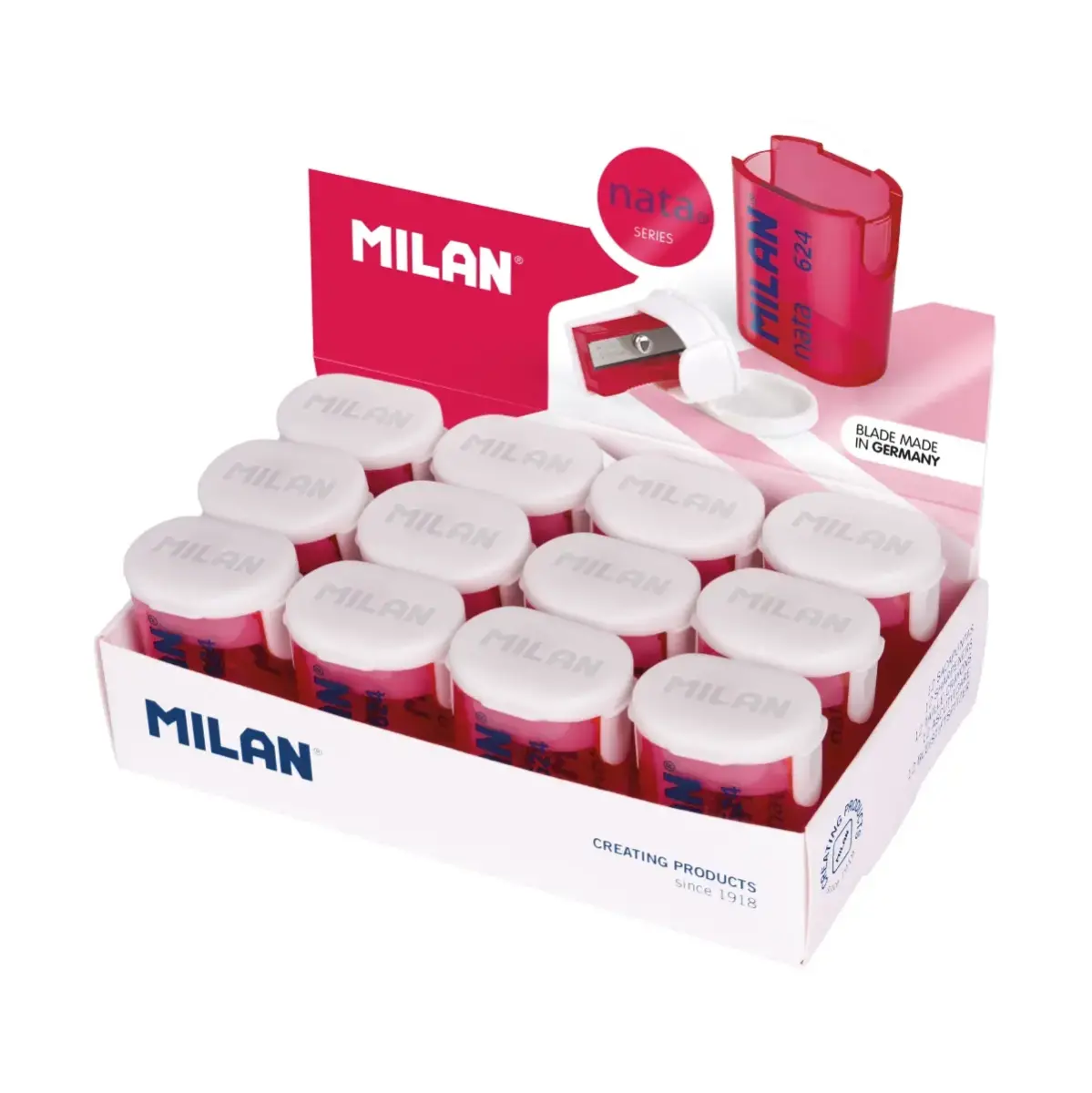 Boîte présentoir 12 taille-crayons MILAN nata® 624