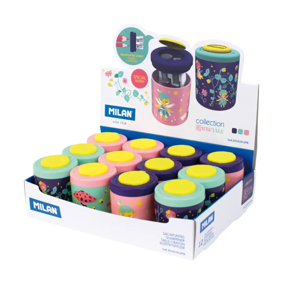 Boîte présentoir 12 taille-crayons série Fairy Tale