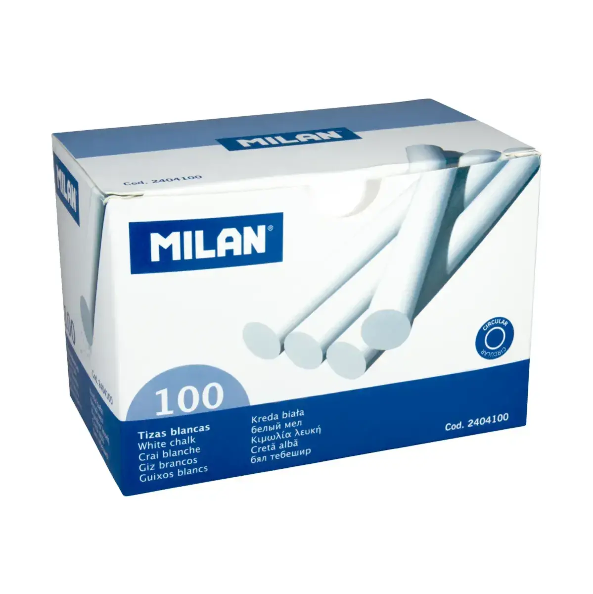 Boîte 100 craies blanches (sulfate de calcium)