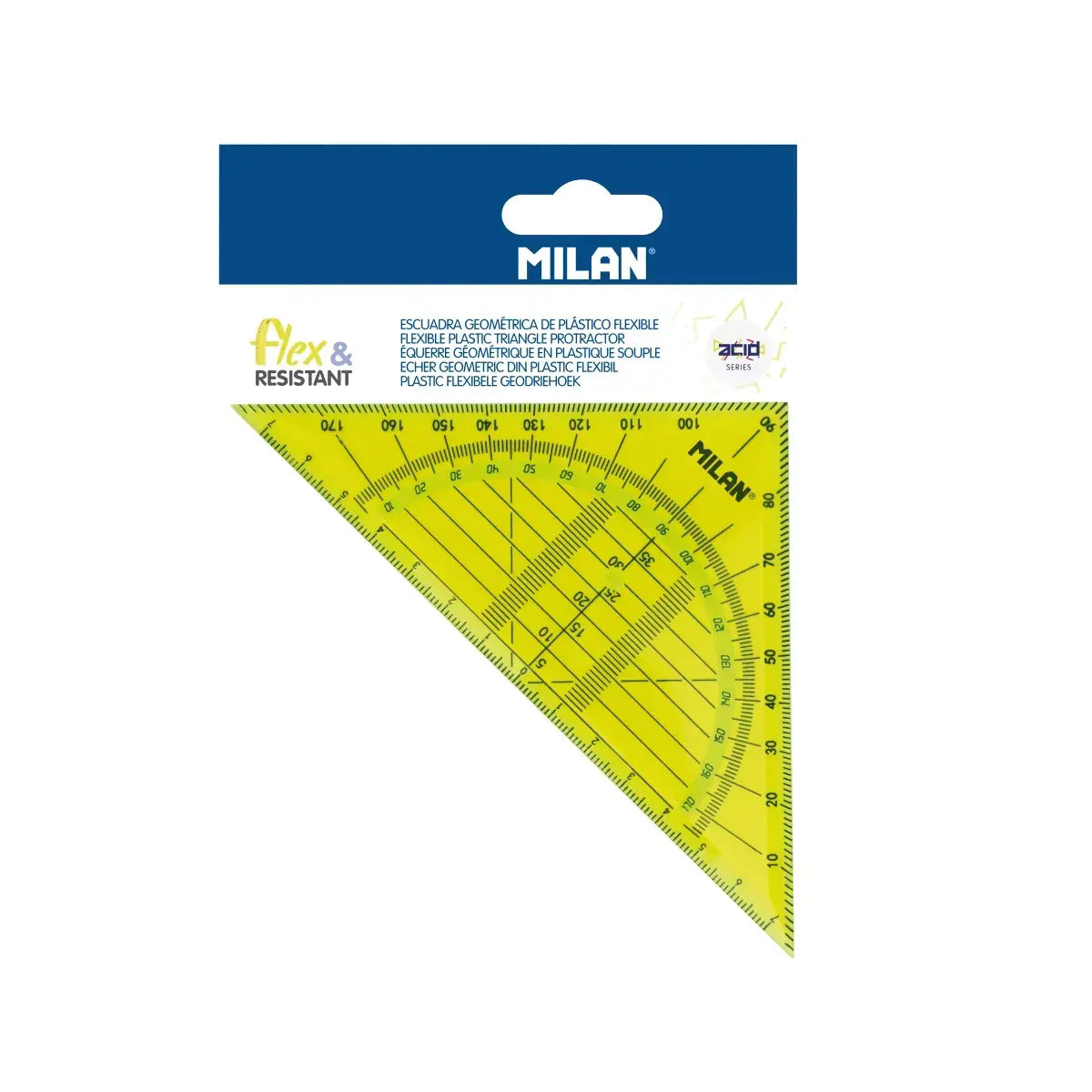 Équerre rapporteur 14 cm Flex&Resistant jaune, série Acid