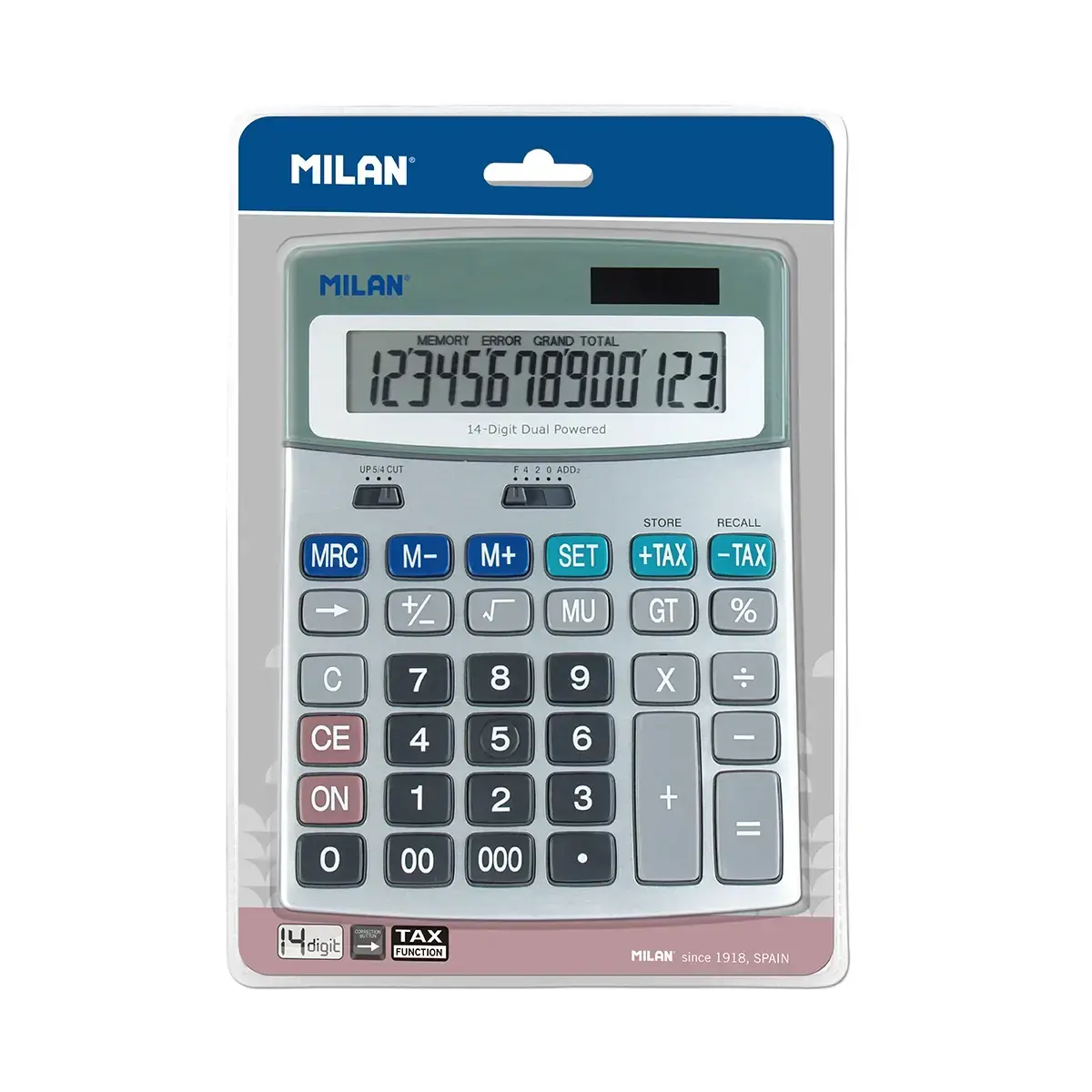 Blister calculatrice métallique 14 chiffres