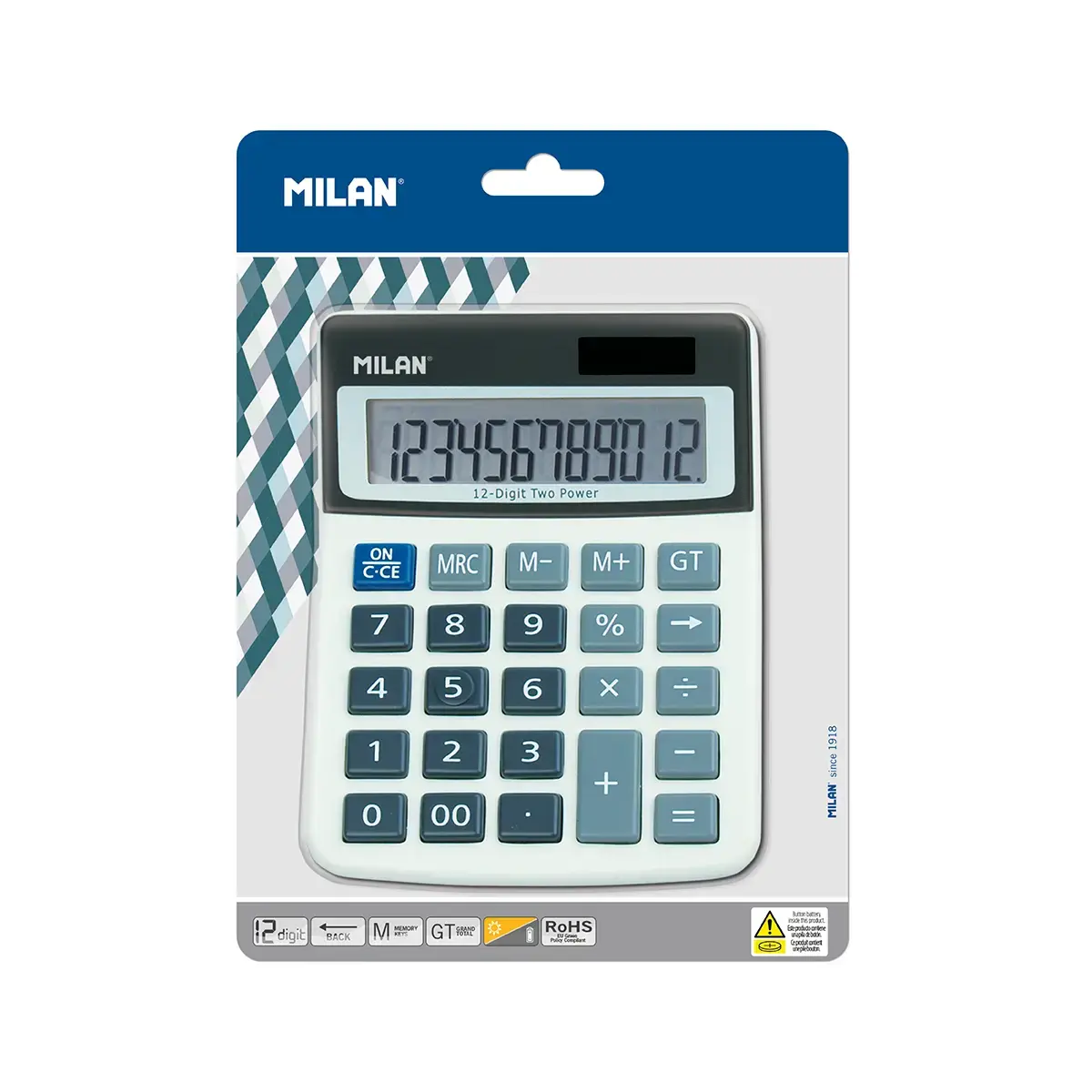 Blister calculatrice grise 12 chiffres