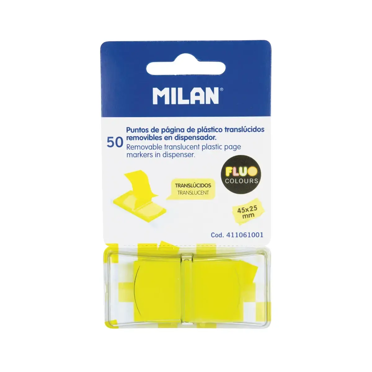 Distributeur 50 marque-pages translucides jaune Fluo