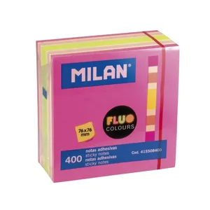 Bloc 400 notes adhésives couleurs Fluo 76 x 76 mm (rose, multicolore)