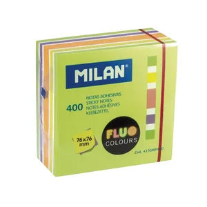 Bloc 400 notes adhésives couleurs Fluo 76 x 76 mm (vert, multicolore)