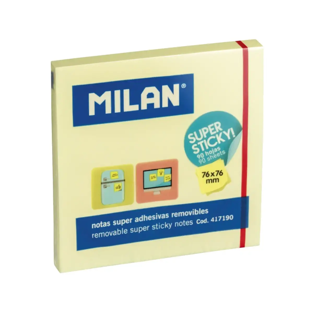 Bloc 90 notes super adhésives 76 x 76 mm