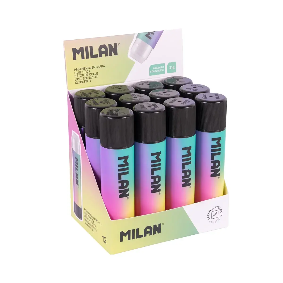 Boîte présentoir 12 bâtons de colle 21 g Sunset
