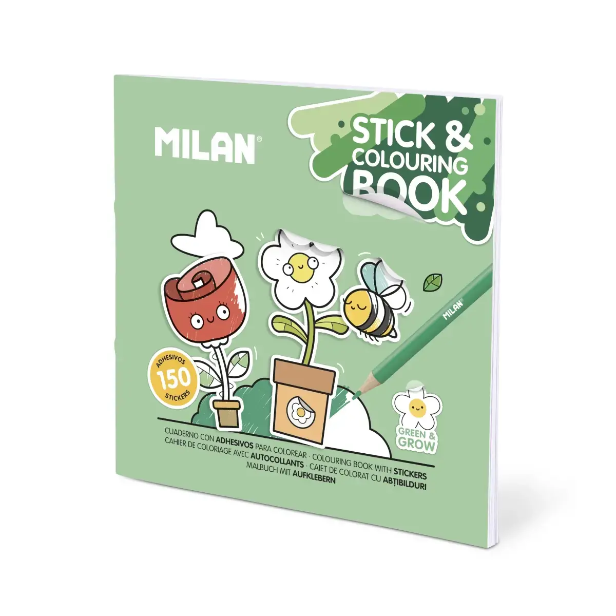 Cahier de coloriages avec autocollants 'Green & Grow'