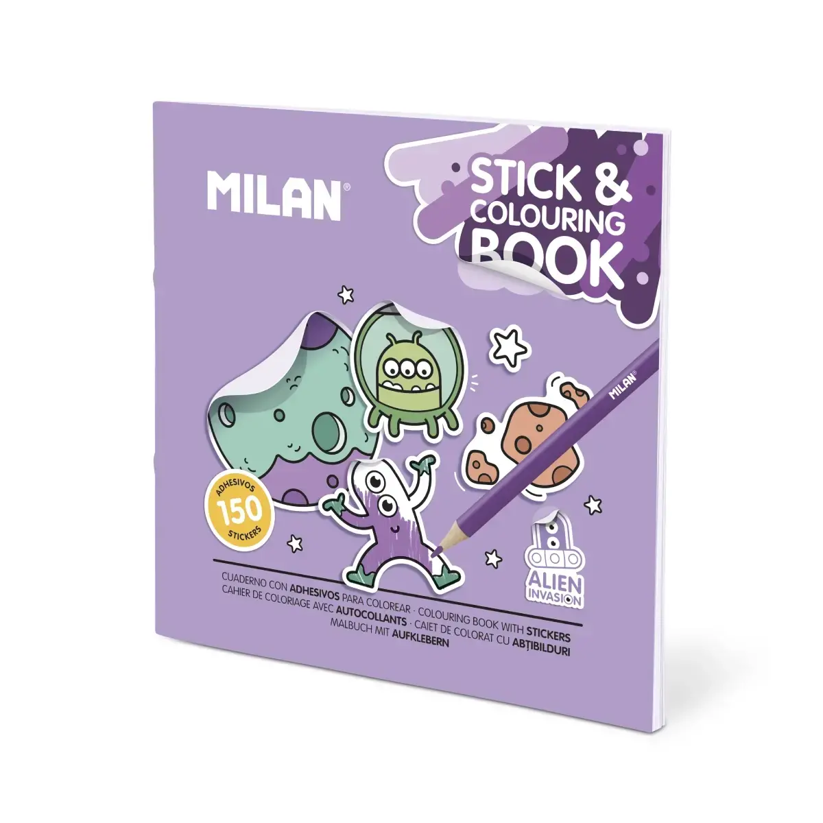 Cahier de coloriages avec autocollants 'Alien Invasion'