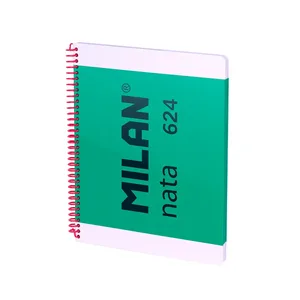 Cahier A4 à spirale avec couverture rigide, papier ligné (7 mm), 80 feuilles de 95 g/m², collection MILAN nata® 624 since 1918, vert