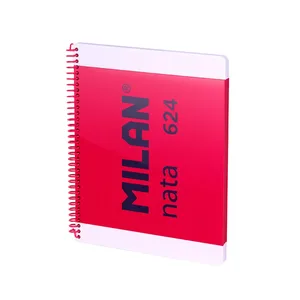 Cahier A4 à spirale avec couverture rigide, papier ligné (7 mm), 80 feuilles de 95 g/m², collection MILAN nata® 624 since 1918, rose