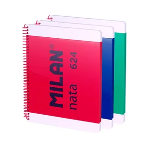 Lot 3 cahiers A4 à spirale avec couverture rigide, papier ligné (7 mm),80 feuilles de 95 g/m², collection MILAN nata® 624 since 1918