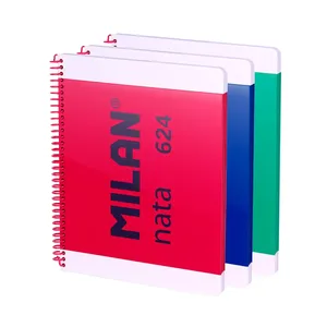 Lot 3 cahiers A4 à spirale avec couverture rigide, papier quadrillé, 80feuilles de 95 g/m², collection MILAN nata® 624 since 1918