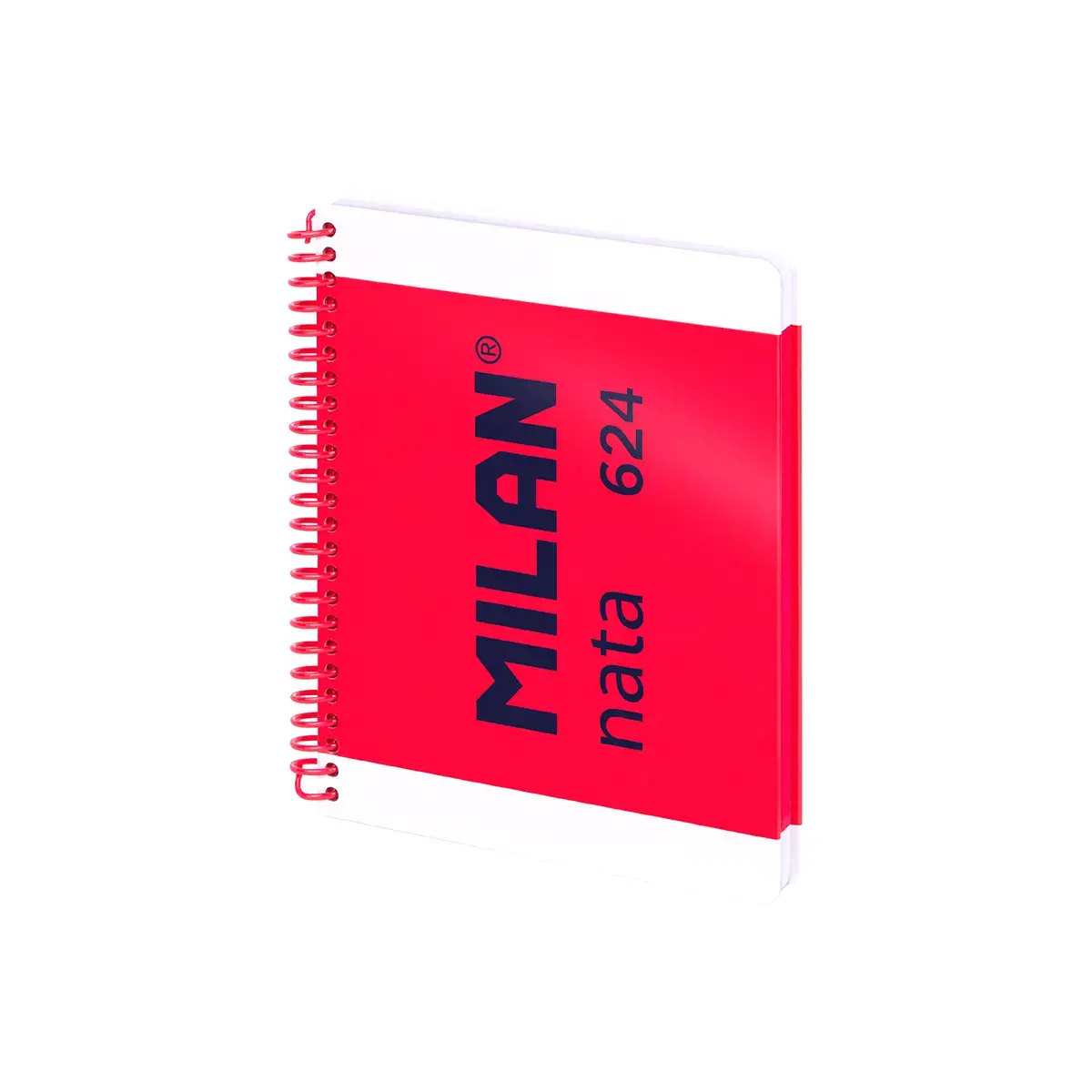 Cahier A5 à spirale avec couverture rigide, papier ligné (7 mm), 80 feuilles de 95 g/m², collection MILAN nata® 624 since 1918, rose