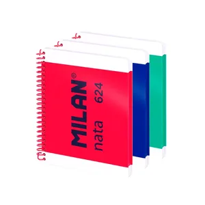 Lot 3 cahiers A5 à spirale avec couverture rigide, papier ligné (7 mm),80 feuilles de 95 g/m², collection MILAN nata® 624 since 1918