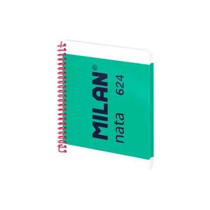 Cahier A5 à spirale avec couverture rigide, papier quadrillé, 80 feuilles de 95 g/m², collection MILAN nata® 624 since 1918, vert