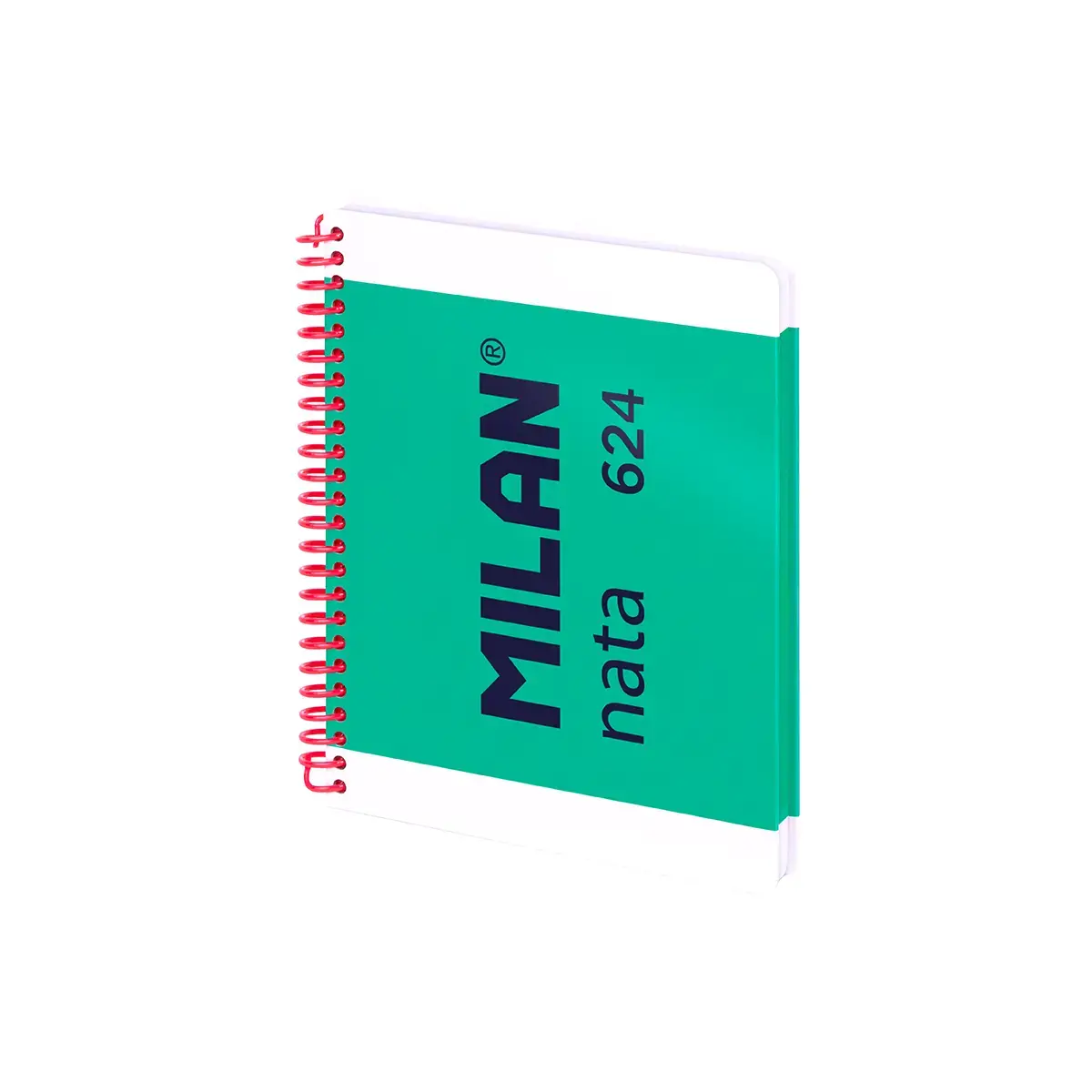 Cahier A5 à spirale avec couverture rigide, papier quadrillé, 80 feuilles de 95 g/m², collection MILAN nata® 624 since 1918, vert