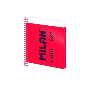Cahier A5 à spirale avec couverture rigide, papier quadrillé, 80 feuilles de 95 g/m², collection MILAN nata® 624 since 1918, rose
