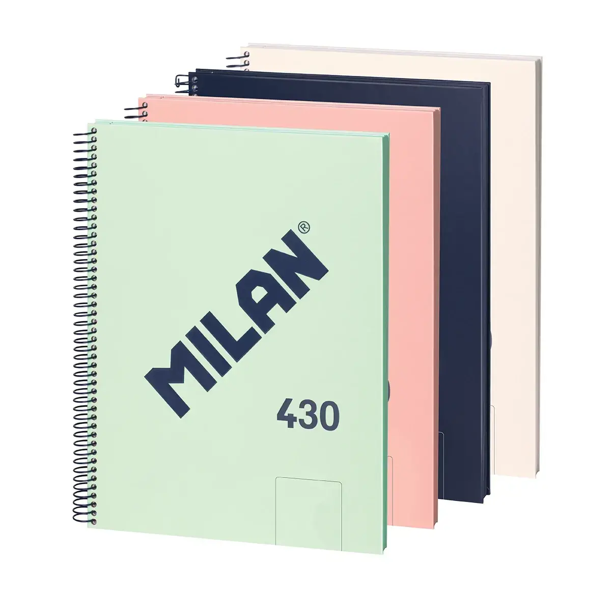 Pack 4 cahiers A4 à spirale avec couverture rigide, 80 feuillesblanchesde 95 g/m², collection 430 since 1918