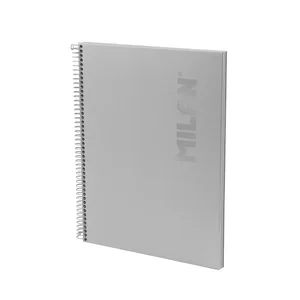 Cahier A4 à spirale avec couverture rigide, papier ligné, 80 feuilles de 95 g/m², collection Shadow gris