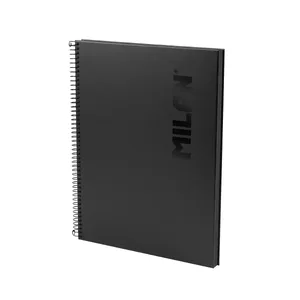 Cahier A4 à spirale avec couverture rigide, papier ligné, 80 feuilles de 95 g/m², collection Shadow noir