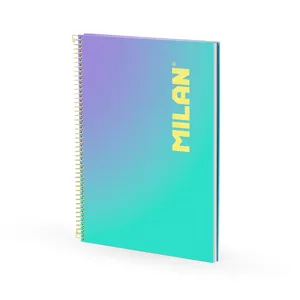 Cahier A4 à spirale avec couverture rigide, papier ligné, 90 feuilles de 95 g/m², collection Sunset, turquoise
