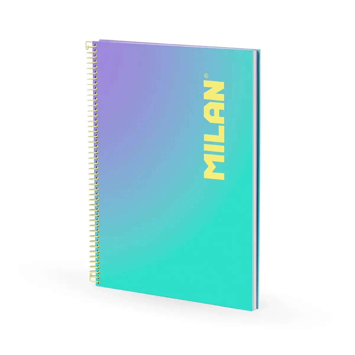 Cahier A4 à spirale avec couverture rigide, papier ligné, 90 feuilles de 95 g/m², collection Sunset, turquoise
