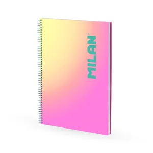 Cahier A4 à spirale avec couverture rigide, papier ligné, 90 feuilles de 95 g/m², collection Sunset, rose
