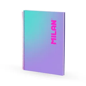 Cahier A4 à spirale avec couverture rigide, papier ligné, 90 feuilles de 95 g/m², collection Sunset, lilas
