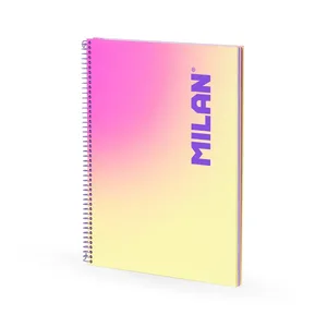 Cahier A4 à spirale avec couverture rigide, papier ligné, 90 feuilles de 95 g/m², collection Sunset, jaune