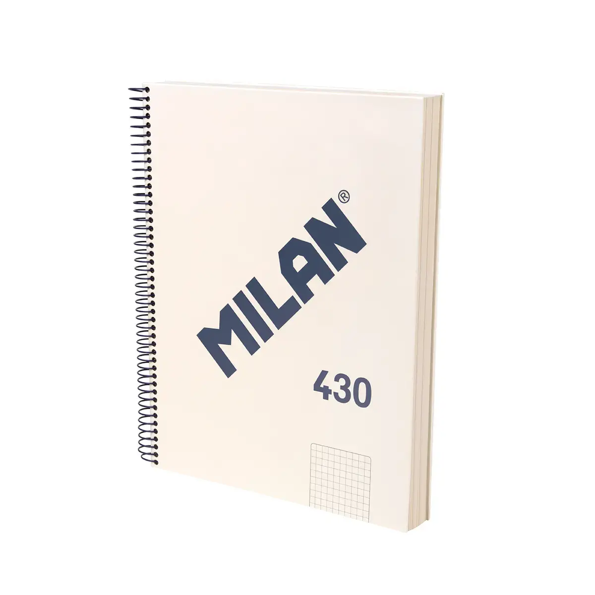 Cahier A4 à spirale avec couverture rigide, papier quadrillé (5 x 5 mm), 120 feuilles de 95 g/m², collection 430 since 1918, beige