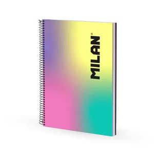 Cahier A4 à spirale avec couverture rigide, papier quadrillé, 120 feuilles de 95 g/m², collection Sunset