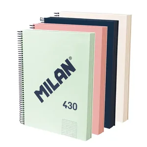 Lot 4 cahiers A4 à spirale avec couverture rigide, papier quadrillé (5 x 5 mm), 120 feuilles de 95 g/m², collection 430 since 1918