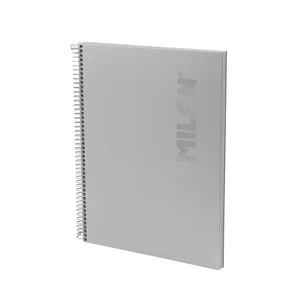 Cahier A4 à spirale avec couverture rigide, papier quadrillé, 80 feuilles de 95 g/m², collection Shadow gris