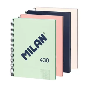 Lot 4 cahiers A4 à spirale avec couverture rigide, papier quadrillé (5 x 5 mm), 80 feuilles de 95 g/m², collection 430 since 1918