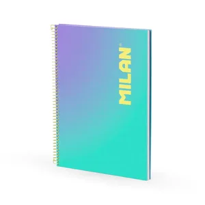 Cahier A4 à spirale avec couverture rigide, papier quadrillé, 90 feuilles de 95 g/m², collection Sunset, turquoise