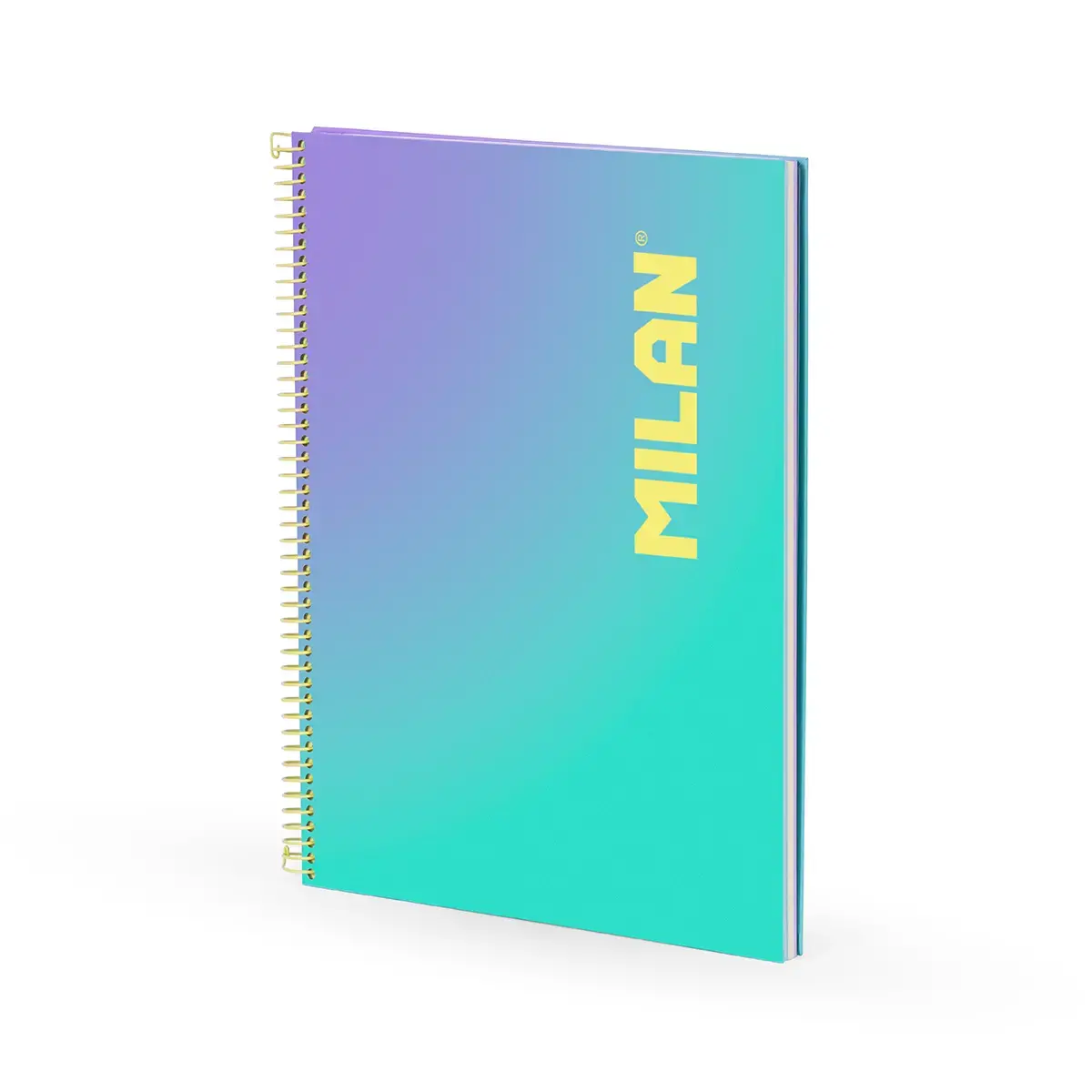 Cahier A4 à spirale avec couverture rigide, papier quadrillé, 90 feuilles de 95 g/m², collection Sunset, turquoise