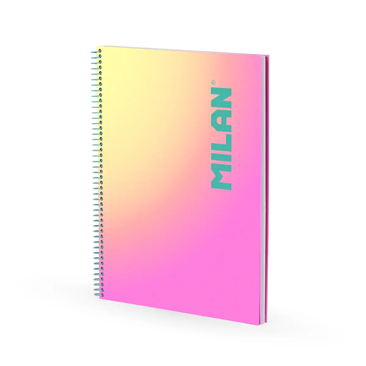 Cahier A4 à spirale avec couverture rigide, papier quadrillé, 90 feuilles de 95 g/m², collection Sunset, rose