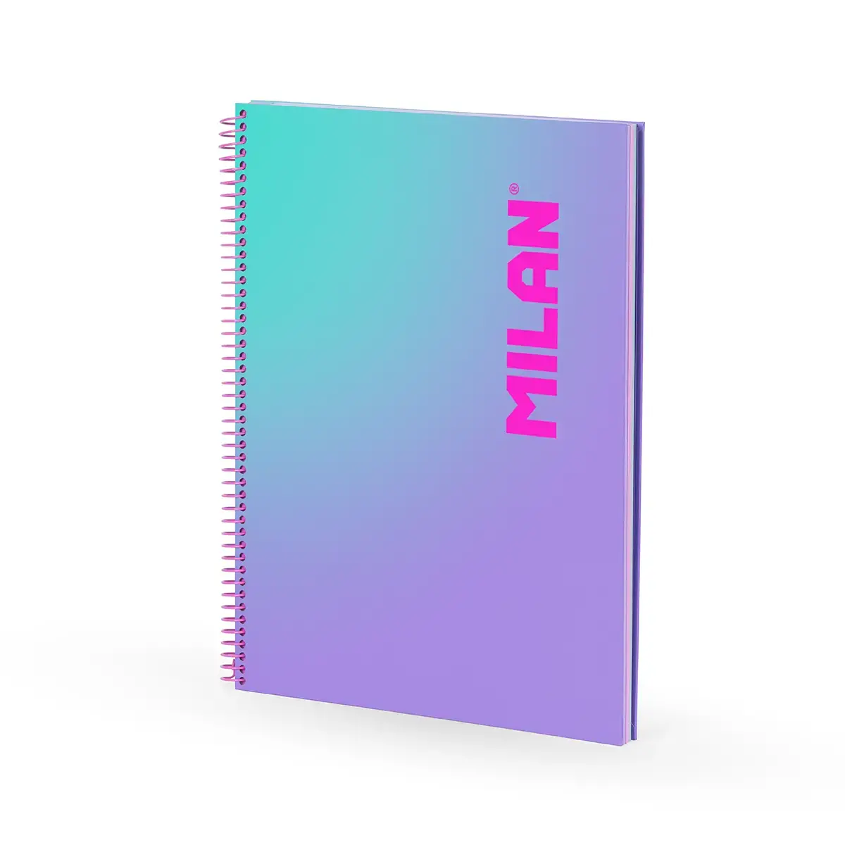 Cahier A4 à spirale avec couverture rigide, papier quadrillé, 90 feuilles de 95 g/m², collection Sunset, lilas