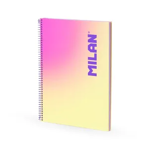 Cahier A4 à spirale avec couverture rigide, papier quadrillé, 90 feuilles de 95 g/m², collection Sunset, jaune