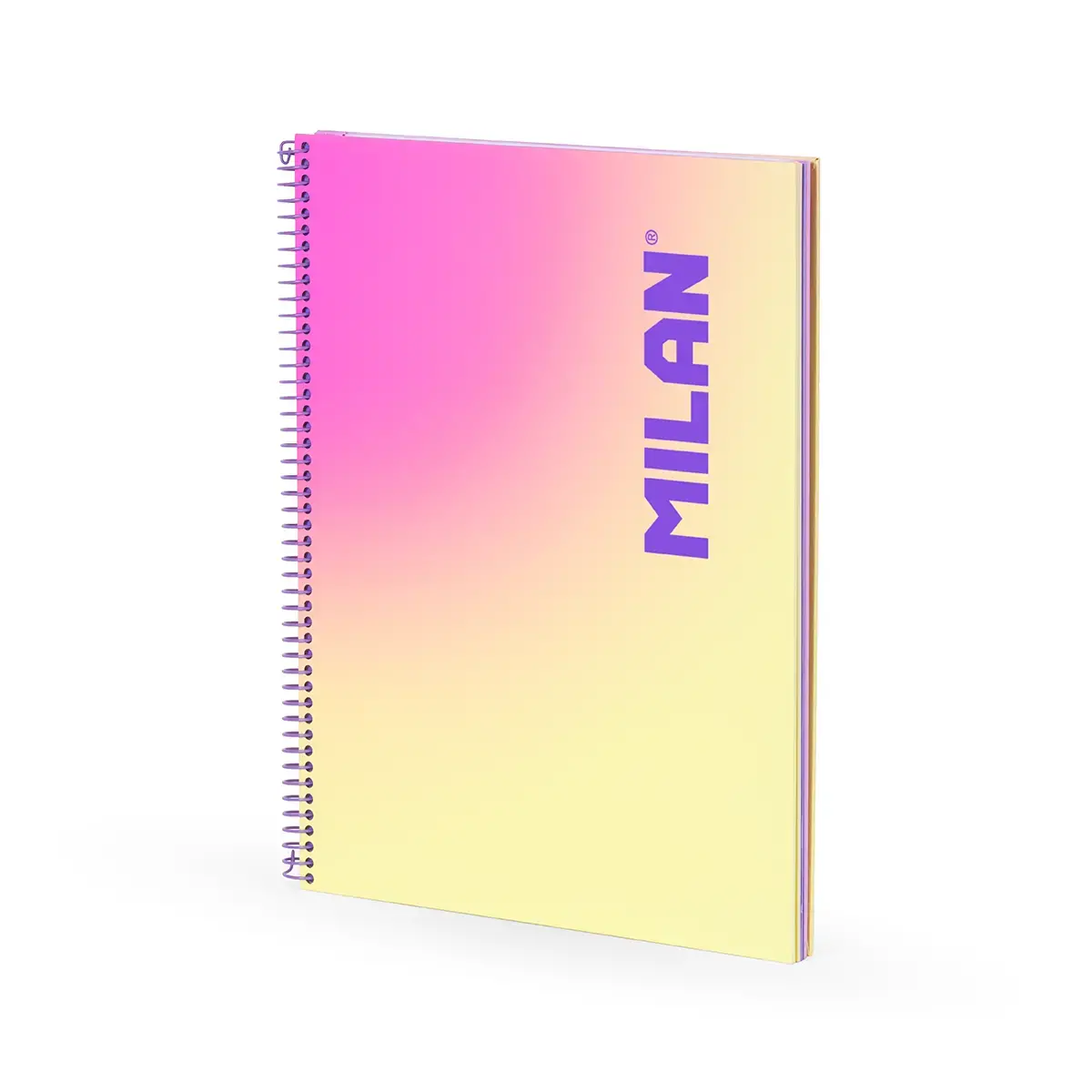 Cahier A4 à spirale avec couverture rigide, papier quadrillé, 90 feuilles de 95 g/m², collection Sunset, jaune