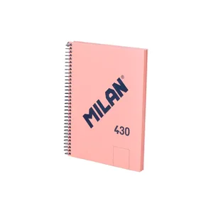 Cahier A5 à spirale avec couverture rigide, 80 feuilles blanches de 95 g/m², collection 430 since 1918, rose