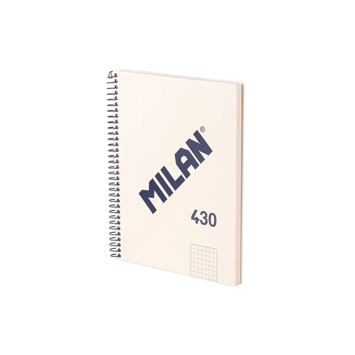 Cahier A5 à spirale avec couverture rigide, papier quadrillé (5 x 5 mm),80 feuilles de 95 g/m², collection 430 since 1918, beige