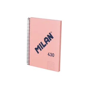 Cahier A5 à spirale avec couverture rigide, papier quadrillé (5 x 5 mm),80 feuilles de 95 g/m², collection 430 since 1918, rose