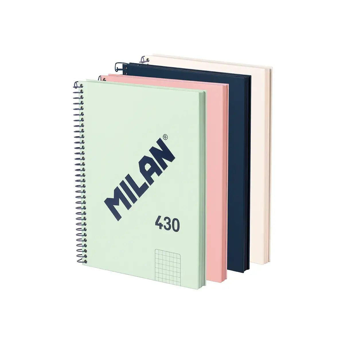 Lot 4 cahiers A5 à spirale avec couverture rigide, papier quadrillé (5 x 5 mm), 80 feuilles de 95 g/m², collection 430 since 1918
