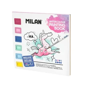 Cahier de coloriage avec aquarelles et pinceau, Flowicorn