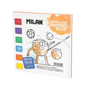 Cahier de coloriage avec aquarelles et pinceau, Sports