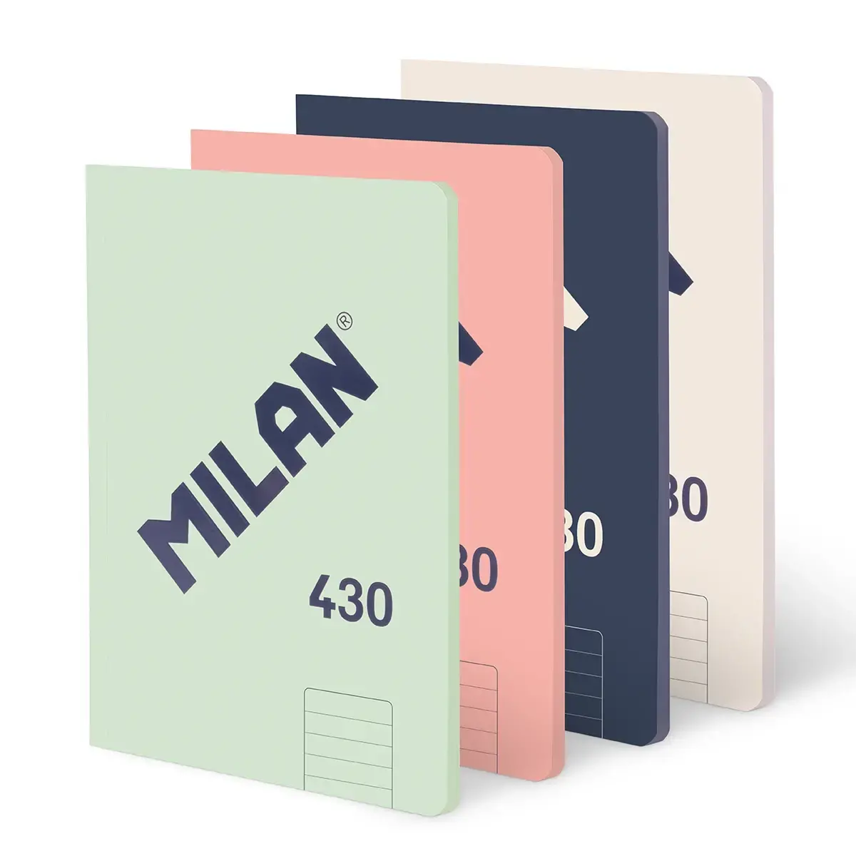 Lot 4 cahiers A4 collés, papier ligné (7 mm), 48 feuilles de 95 g/m², collection 430 since 1918