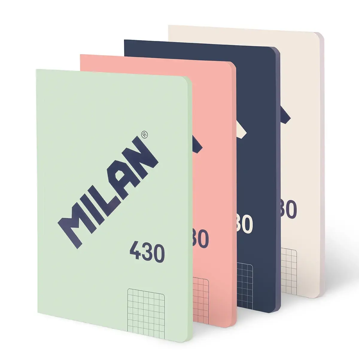 Lot 4 cahiers A4 collés, papier quadrillé (5 x 5 mm), 48 feuilles de 95g/m², collection 430 since 1918